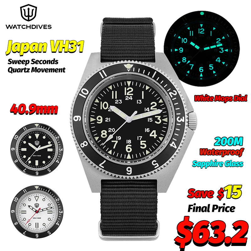 Accessories With Watch - Zegarek kwarcowy Watchdives WD1972, szafirowe szkło,